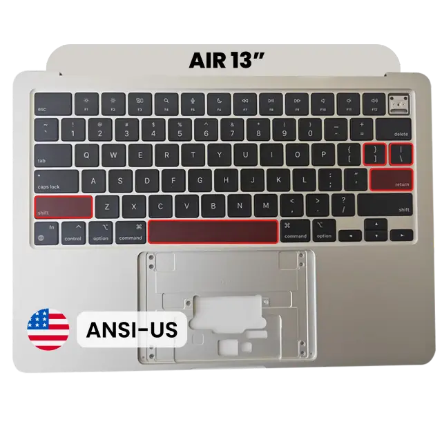 Châssis supérieur avec clavier ANSI US pour Apple MacBook Air 13" A2681 (2022) (origine d'occasion, lumière stellaire)