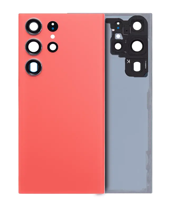 Vitre arrière pour Samsung Galaxy S23 Ultra 5G (sans logo, compatible premium, rouge)