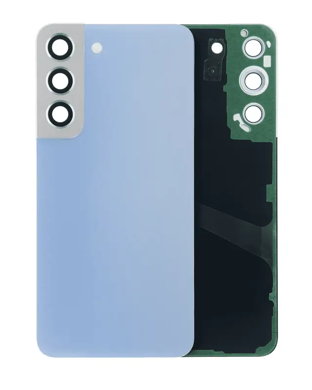 Vitre arrière pour Samsung Galaxy S22 5G (sans logo, compatible premium, bleu ciel)