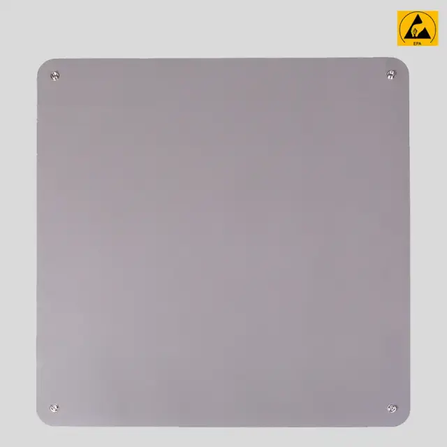 Tapis de table ESD en caoutchouc 600 × 610 mm avec 4 plots de 10 mm (gris)