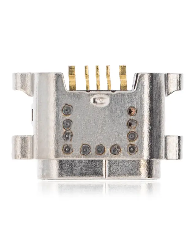 Connecteur de charge à souder — format Micro B, 5 broches, 4 points de fixation (C112)