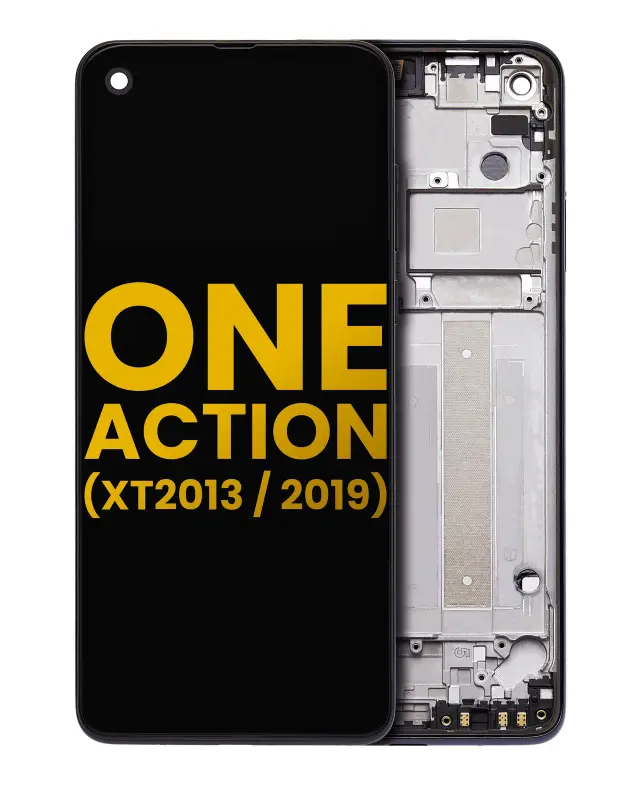 Écran LCD avec châssis pour Motorola One Action (XT2013-1 / XT2013-2 / XT2013-4 / 2019) (reconditionné, Denim Blue)