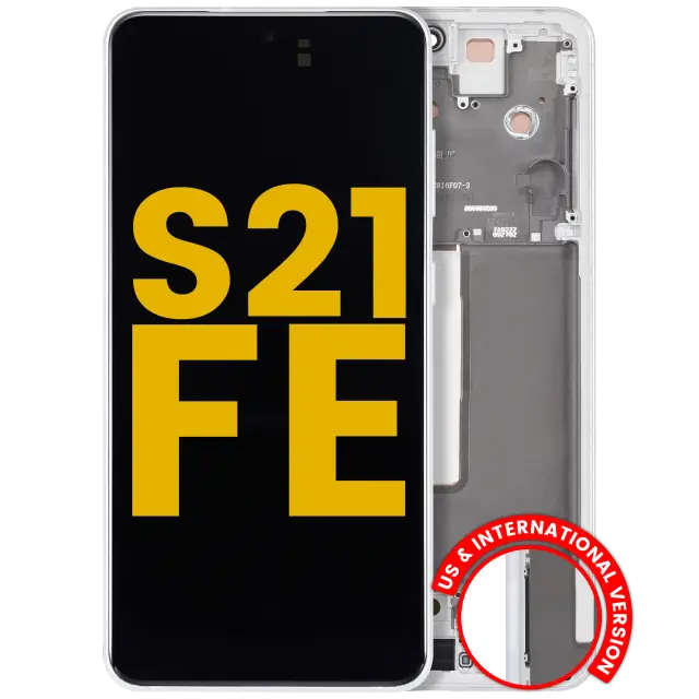 Écran OLED avec châssis pour Samsung Galaxy S21 FE 5G (version US & internationale, reconditionné, blanc)