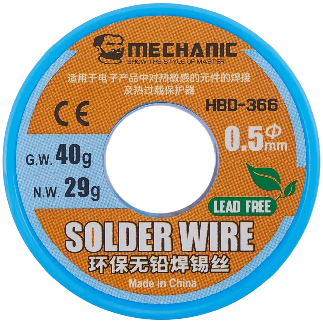 Fil d’étain à âme en colophane Mechanic 0,5 mm (sans plomb)