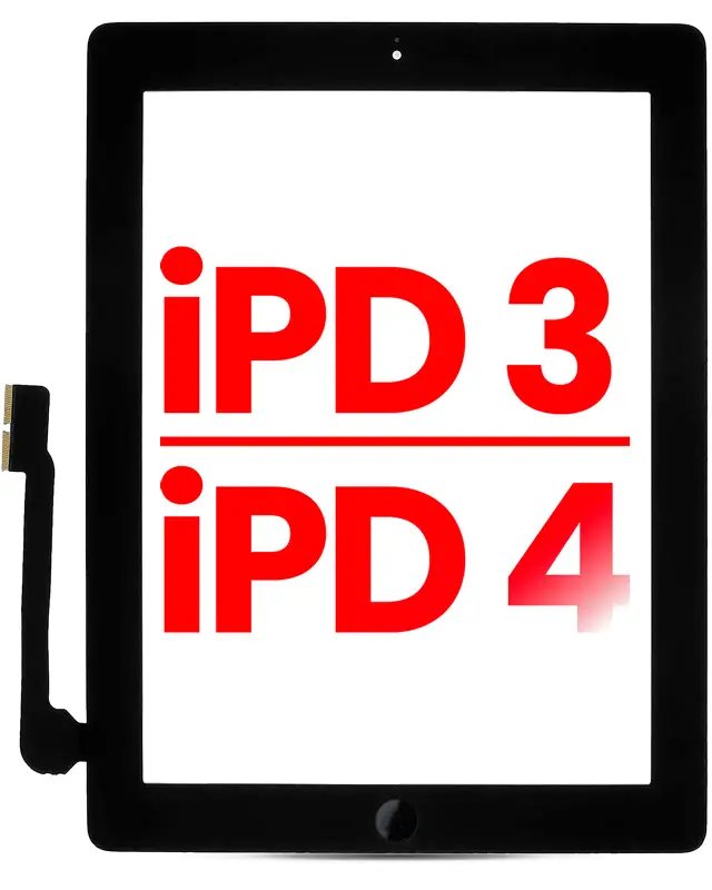 Vitre tactile pour Apple iPad 3 / iPad 4 (Home Button Pre-Installed For iPad 4) (compatible premium, noir)