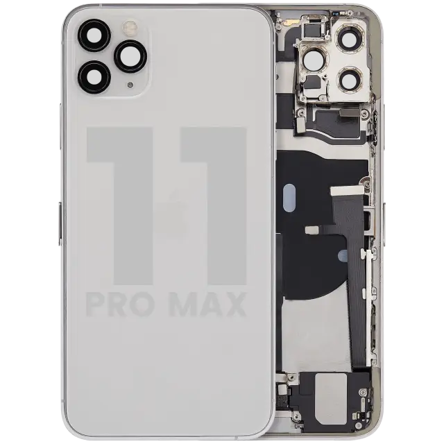 Châssis avec nappe de charge et petits composants pour Apple iPhone 11 Pro Max (origine d'occasion — grade A, argent) — vue 1