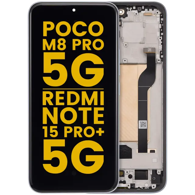 Écran OLED avec châssis pour Xiaomi Poco M8 Pro 5G / Redmi Note 15 Pro+ 5G (reconditionné, Glacier Blue)