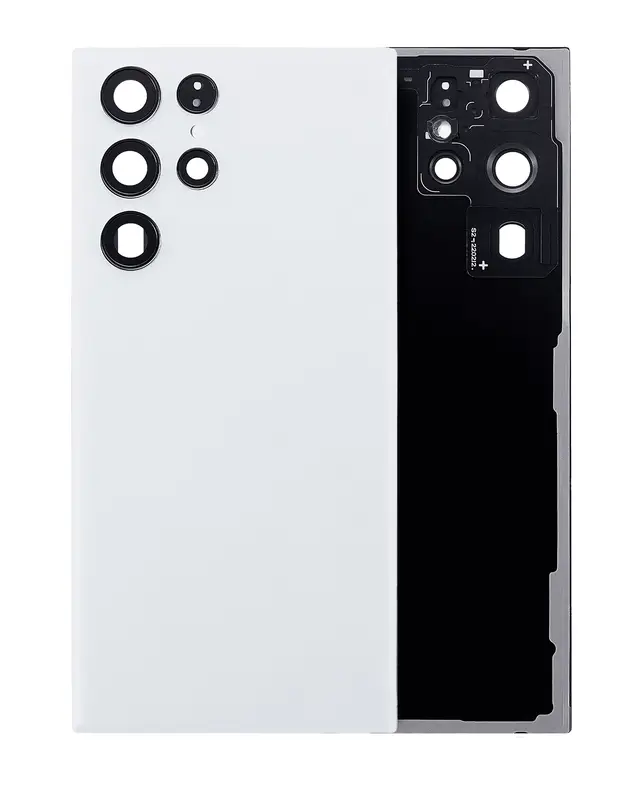 Vitre arrière pour Samsung Galaxy S22 Ultra 5G (sans logo, compatible premium, blanc)