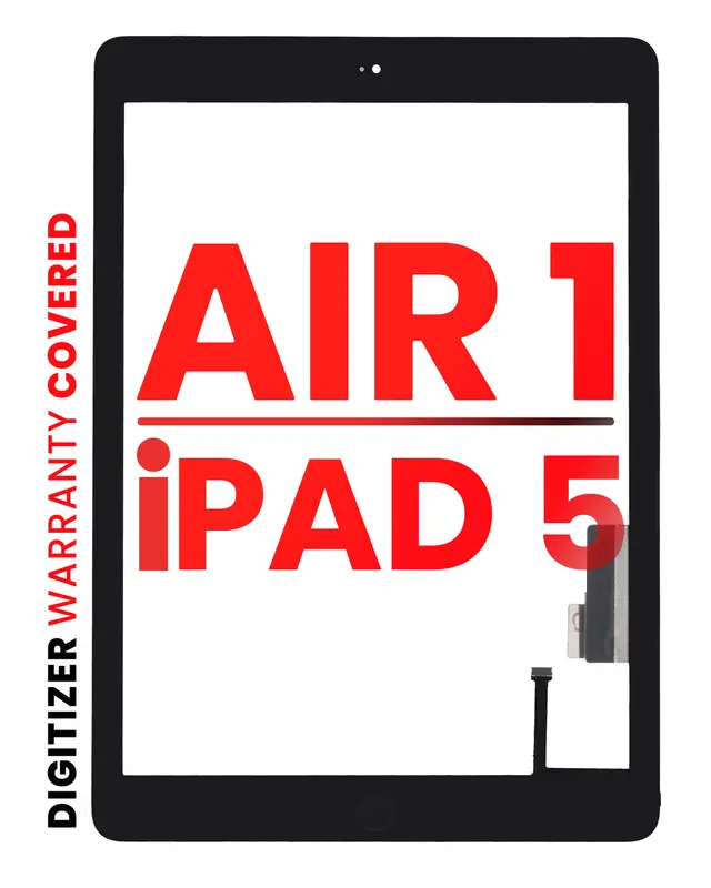 Vitre tactile pour Apple iPad Air 1 / iPad 5 (2017) (Home Button Pre-Installed For iPad Air 1) (compatible: XO7, noir)
