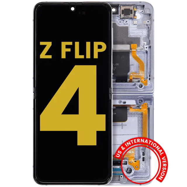 Écran OLED intérieur avec châssis pour Samsung Galaxy Z Flip 4 5G (version US & internationale, reconditionné, bleu)