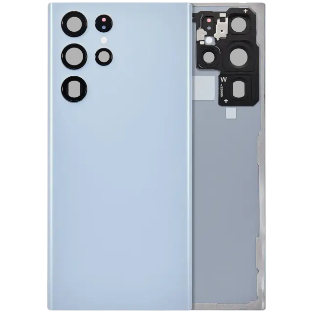 Vitre arrière pour Samsung Galaxy S22 Ultra 5G (sans logo, compatible premium, bleu ciel)