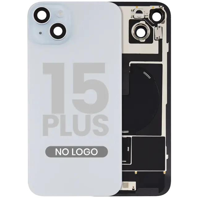 Vitre arrière pour Apple iPhone 15 Plus (sans logo, bleu) — réf. 107082130566