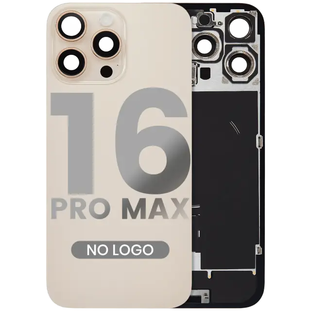 Vitre arrière pour Apple iPhone 16 Pro Max (sans logo, compatible, titane sable) — réf. 107082113910