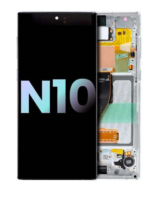 Écran OLED avec châssis pour Samsung Galaxy Note 10 (pack service origine, Aura White)