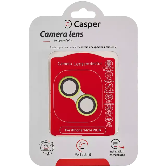 Protection de lentilles de caméra pour Apple iPhone 14 / 14 Plus (jaune, transparent)