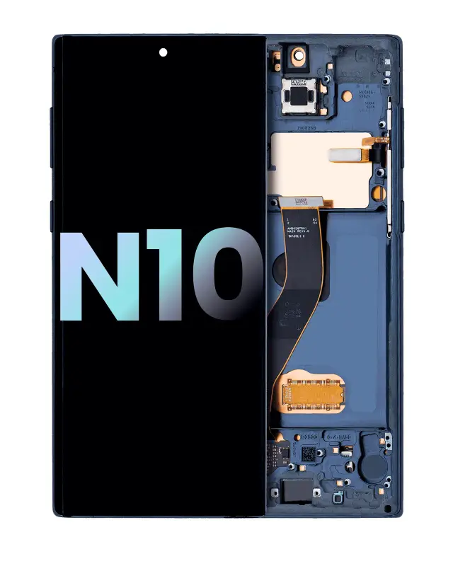 Écran OLED avec châssis pour Samsung Galaxy Note 10 (pack service origine, Aura Glow / Silver)