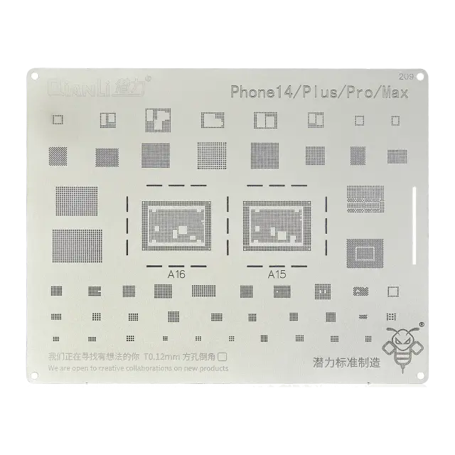 Pochoir de rebillage Qianli Bumblebee QS209 pour iPhone 14 / 14 Plus / 14 Pro / 14 Pro Max
