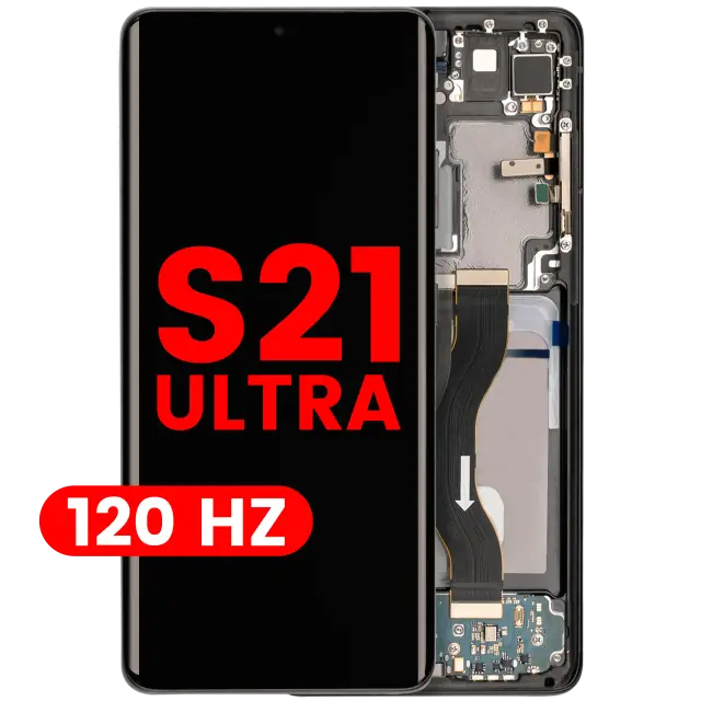Écran OLED avec châssis pour Samsung Galaxy S21 Ultra 5G (120 Hz, noir fantôme)