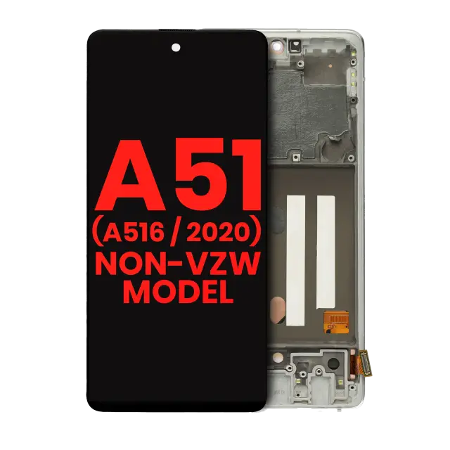Écran OLED avec châssis pour Samsung Galaxy A51 5G (A516 / 2020) (Non-Verizon 5G UW Frame) (6.46") (compatible premium, Prism Cube White)