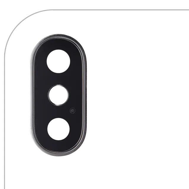 Lentille de caméra arrière avec support et anneau pour Apple iPhone X (argent)