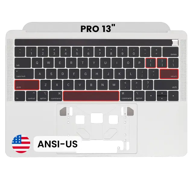Châssis supérieur avec clavier ANSI US pour Apple MacBook Pro 13" A1989 (2018-2019) (OEM New, argent)