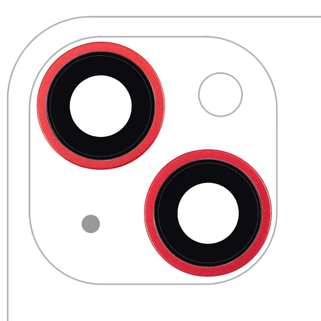 Lentille de caméra arrière avec support et anneau pour Apple iPhone 14 / 14 Plus (lot de 2, compatible premium, rouge)