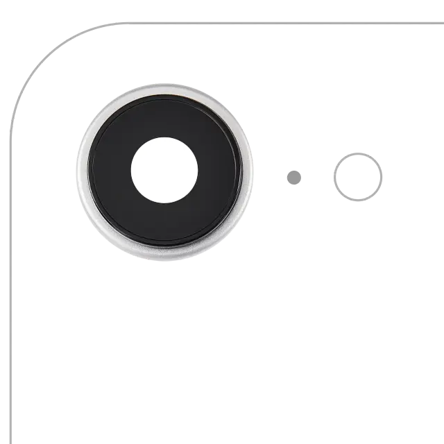 Lentille de caméra arrière avec support et anneau pour Apple iPhone 16e / 17e (premium, blanc)