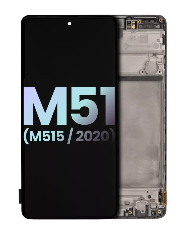 Écran OLED avec châssis pour Samsung Galaxy M51 (M515 / 2020) (pack service origine, noir céleste)
