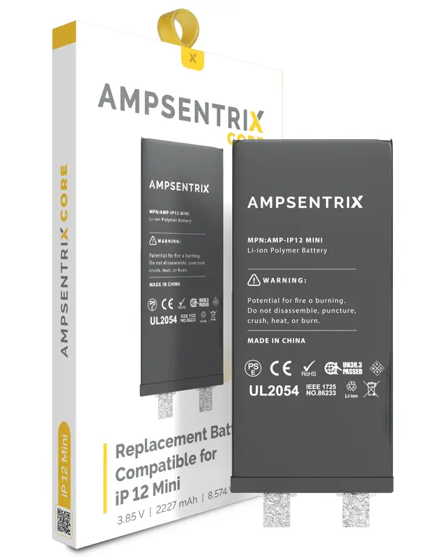 Cellule de batterie nue à souder pour Apple iPhone 12 Mini (soudure par points requise, AmpSentrix Core) — réf. 107082073362