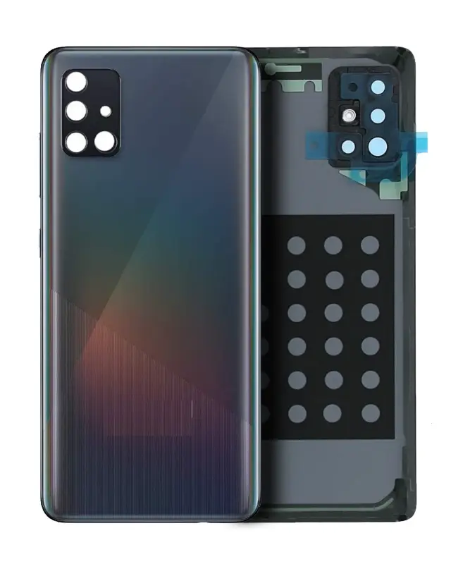 Vitre arrière pour Samsung Back Cover Glass With Camera Lens Samsung Galaxy A51 5G (A516 / 2020) (pack service origine, Prism Cube Black)