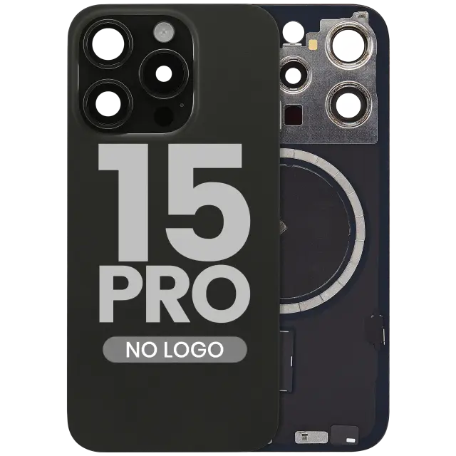 Vitre arrière pour Apple iPhone 15 Pro (sans logo, compatible, titane noir) — réf. 107183138946