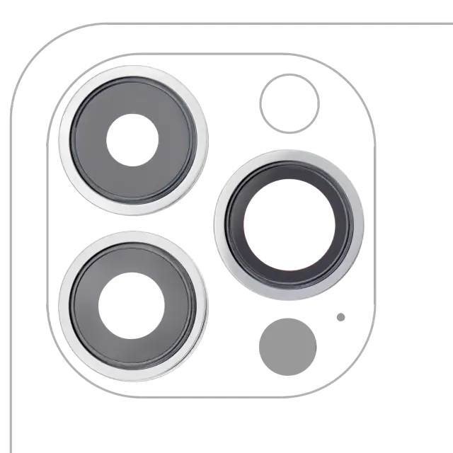 Lentille de caméra arrière avec support et anneau pour Apple iPhone 13 Pro / 13 Pro Max (compatible premium, argent)