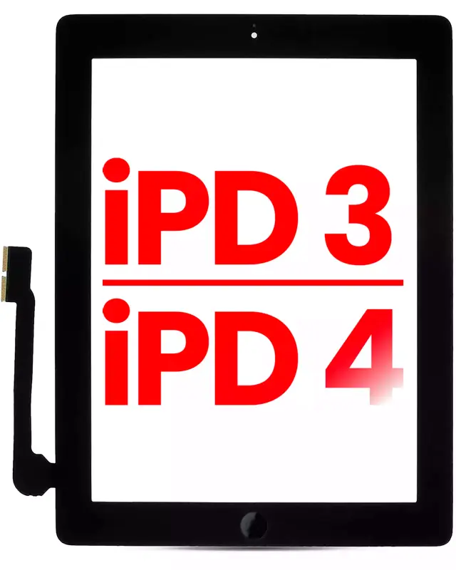 Vitre tactile pour Apple iPad 3 / iPad 4 (Home Button Pre-Installed For iPad 3) (compatible premium, noir)