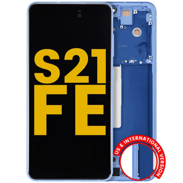 Écran OLED avec châssis pour Samsung Galaxy S21 FE 5G (version US & internationale, reconditionné, bleu)