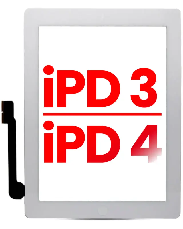 Vitre tactile pour Apple iPad 3 / iPad 4 (Home Button Pre-Installed For iPad 4) (compatible premium, blanc)