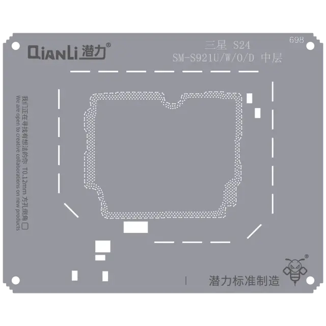Pochoir de rebillage Qianli Bumblebee QS698 pour couche intermédiaire Samsung S24 (SM-S921U/W/0/D)
