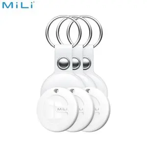 Traceur GPS MILI MiTag Duo avec Étui en Cuir PU (x3) Apple Find My & Google Find Hub Blanc
