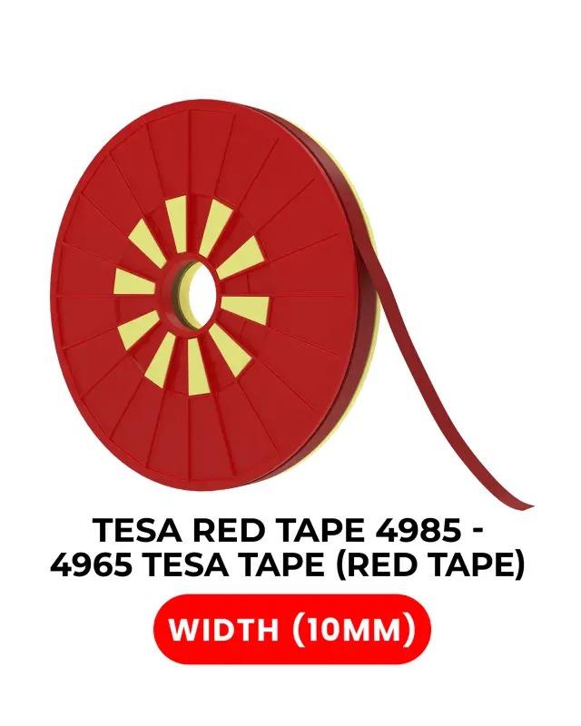 Ruban adhésif double face polyester rouge tesa 4965 — 10 mm × 25 m