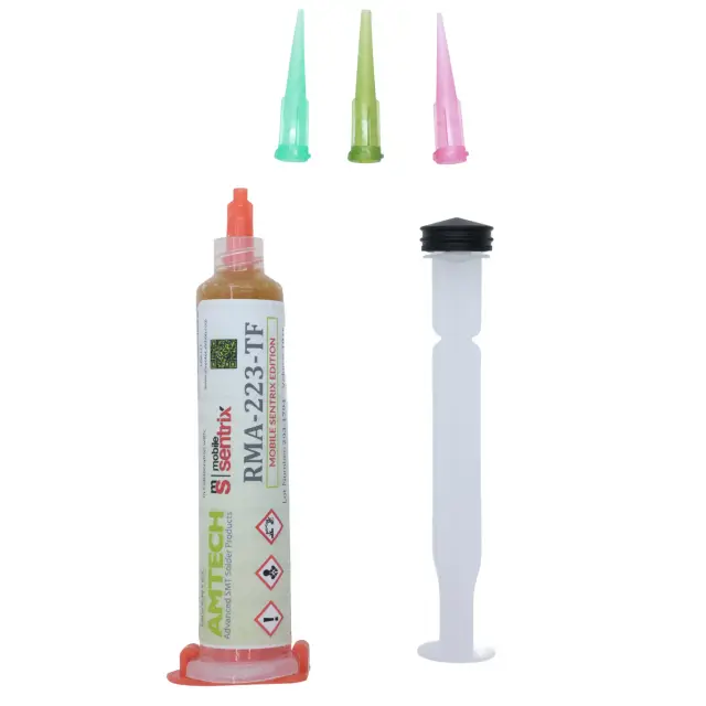 Flux en pâte collant Amtech RMA-223-LF (16400) sans nettoyage — seringue 10 cc