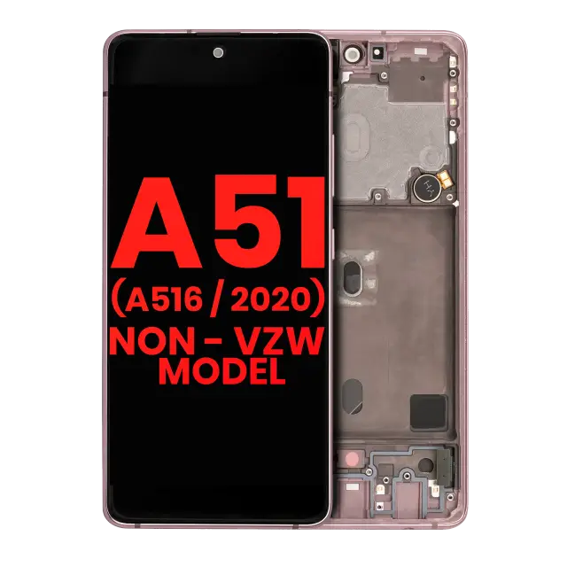 Écran OLED avec châssis pour Samsung Galaxy A51 5G (A516 / 2020) (Non-Verizon 5G UW Frame) (6.46") (compatible premium, Prism Cube Pink)