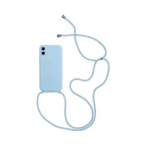 Coque Silicone avec Cordon Apple iPhone 16 Plus (#3) Bleu Clair