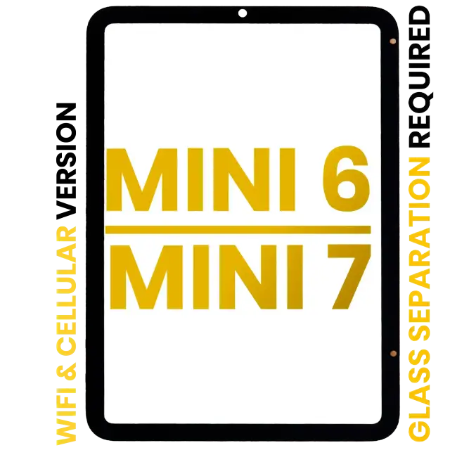 Vitre d’écran pour Apple iPad Mini 6 (2021) / Mini 7 (2024) (Glass Separation Required, WiFi / Cellular, premium, toutes couleurs)