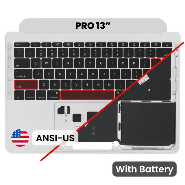 Châssis supérieur avec batterie et clavier ANSI US pour Apple MacBook Pro 13" A1708 (2016) (OEM New, argent)