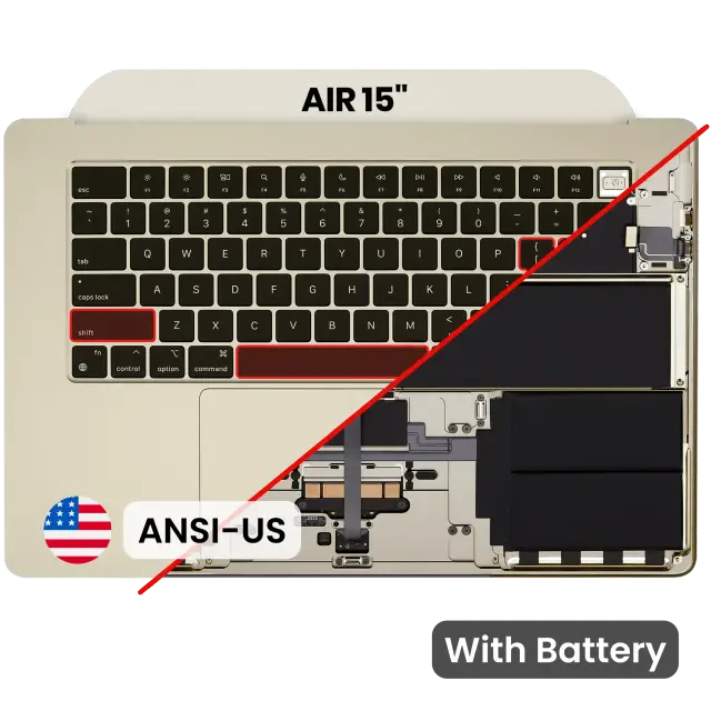 Châssis supérieur avec batterie et clavier ANSI US pour Apple MacBook Air 15" A2941 (2023) (lumière stellaire)