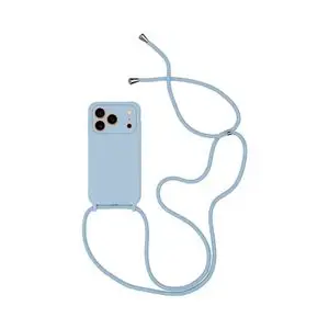 Coque Silicone avec Cordon Apple iPhone 17 Pro (#03) Bleu Clair
