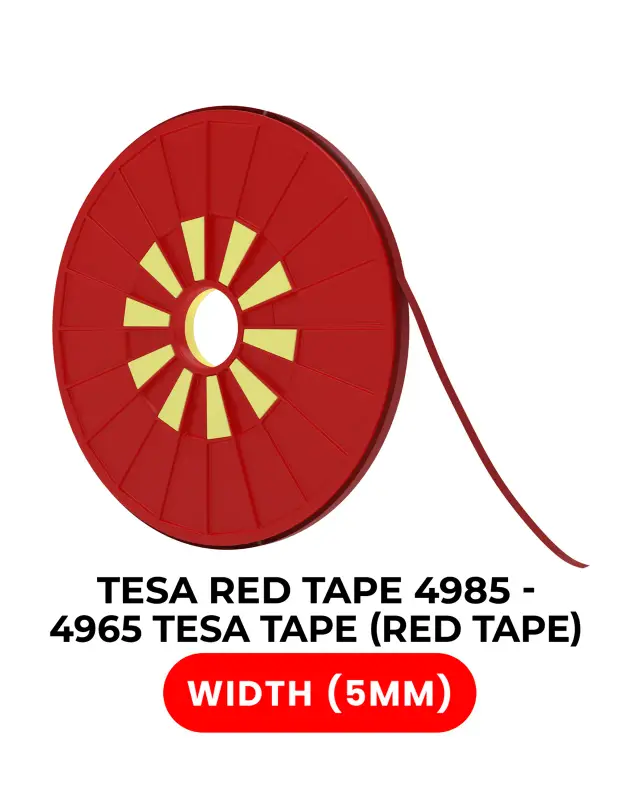 Ruban adhésif double face polyester rouge tesa 4965 — 5 mm × 25 m