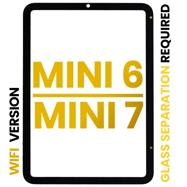 Vitre tactile pour Apple iPad Mini 6 (2021) / Mini 7 (2024) (WiFi uniquement, OCA préinstallé, séparation de la vitre requise, premium, toutes couleurs)