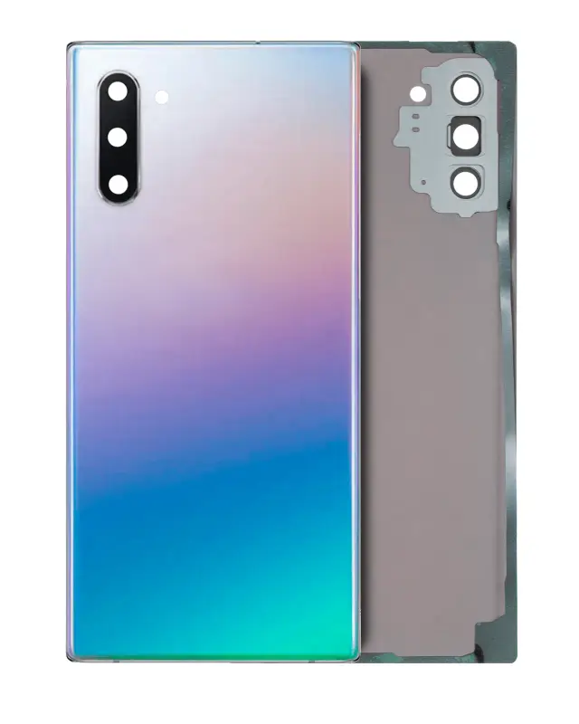 Vitre arrière pour Samsung Galaxy Note 10 (sans logo, compatible premium, Aura Glow / Silver)