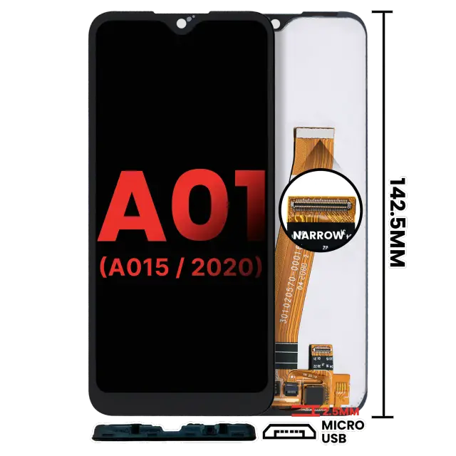 Écran pour Samsung Galaxy A01 4G (A015 / 2020) (Global Model, Micro USB Frame, compatible premium, toutes couleurs)