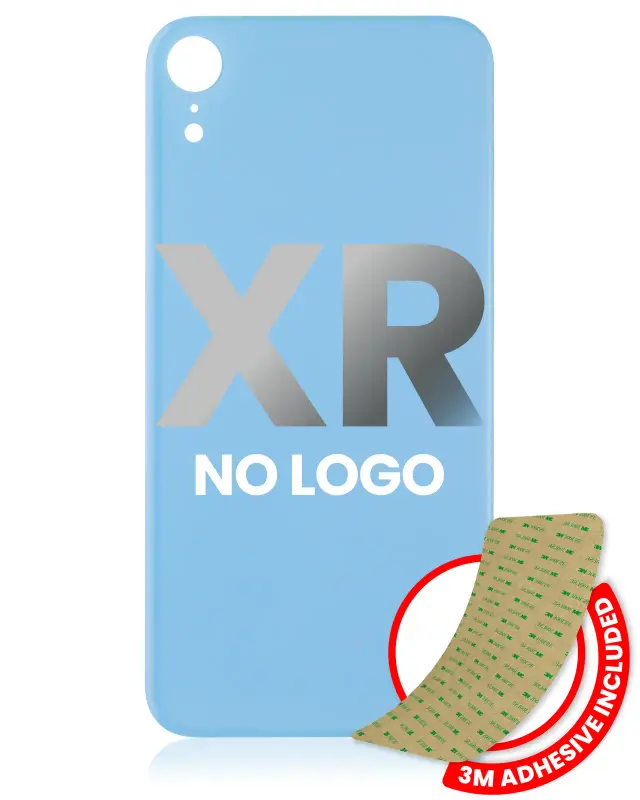 Vitre arrière pour iPhone XR (No Logo / Large Camera Hole, bleu)